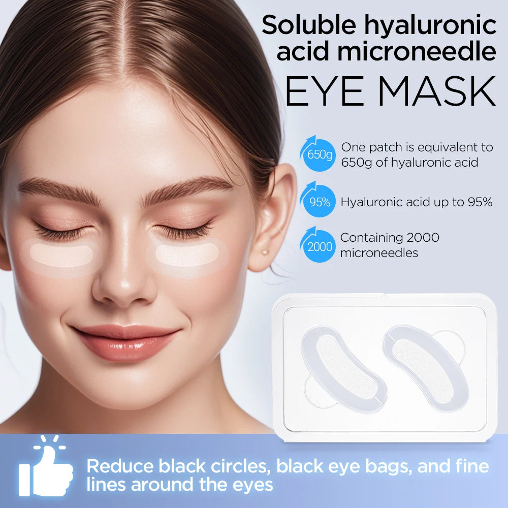 HialuGlow+Retinol Microneedle Eye Patches Mask Korean Skin Care Hyaluronic Acid 1-10PCS for Anti Wrinkle Aging Dark Circle Eyes