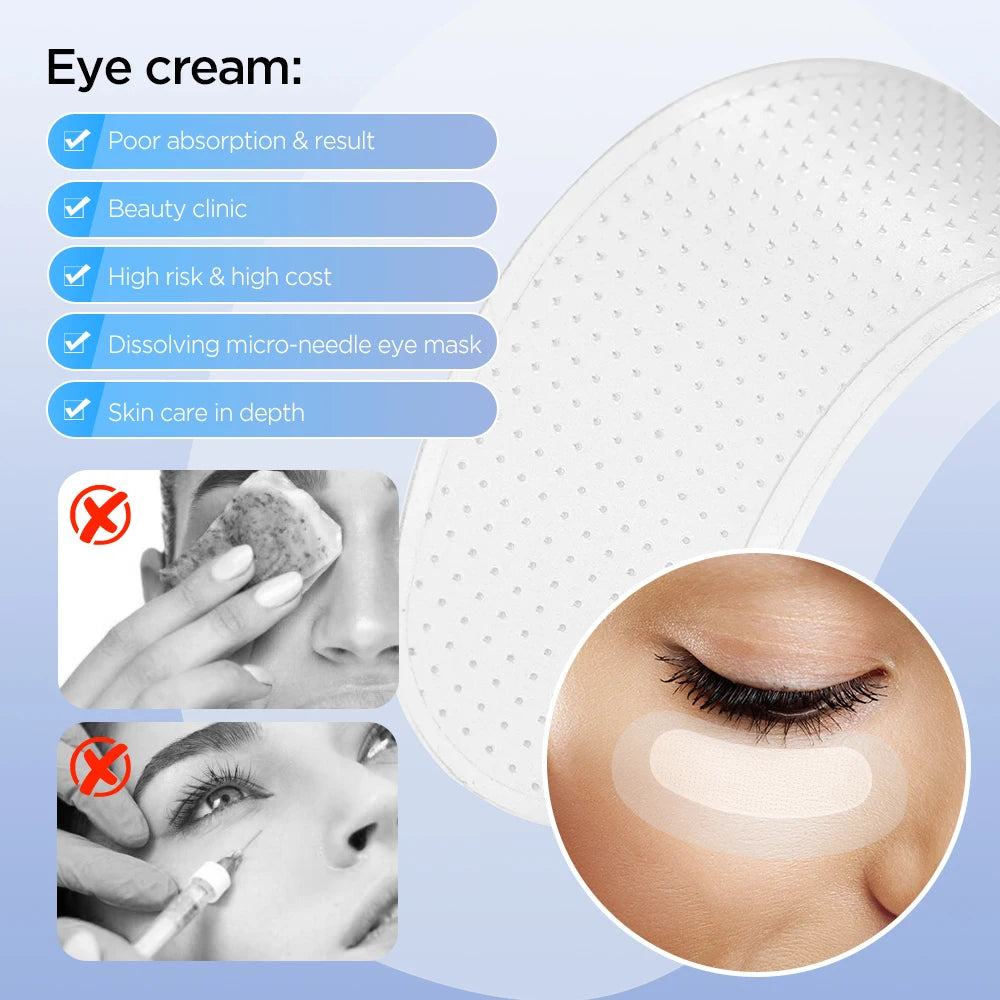 HialuGlow+Retinol Microneedle Eye Patches Mask Korean Skin Care Hyaluronic Acid 1-10PCS for Anti Wrinkle Aging Dark Circle Eyes